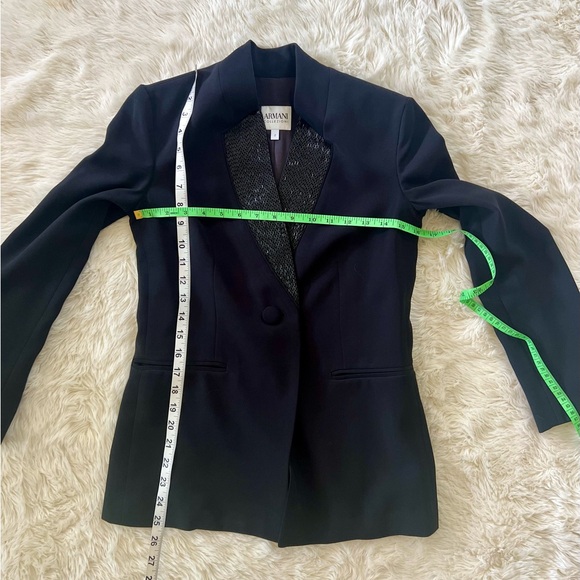 ARMANI COLLEZIONI Collar Embelished Black Blazer Size 2 - Picture 10 of 11
